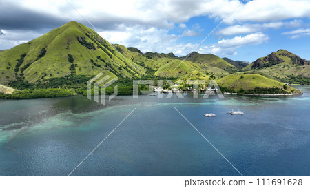 Aerial view of the spectacular view from Kelor Island in Komodo National Park, Indonesia 017 111691628
