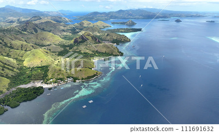 Aerial view of the spectacular view from Kelor Island in Komodo National Park, Indonesia 021 111691632