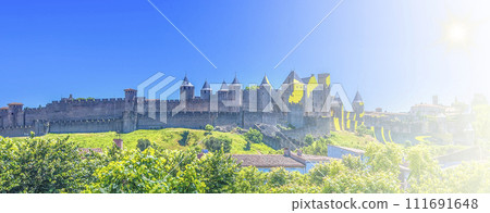 Old Castle of Carcassonne France on soft sunlight Old Castle of Carcassonne France on soft sunlight 111691648
