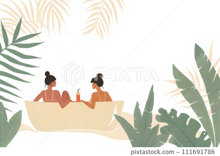 兩個女人在露天浴池放鬆 -3 兩個女人在露天浴池放鬆 -3 111691786