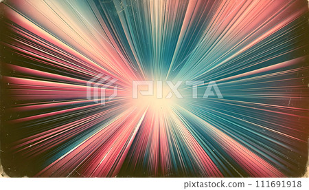 Dynamic Light Burst with Vibrant Blue and Red Stripes on Abstract Background. Retro Rainbow Art. 111691918
