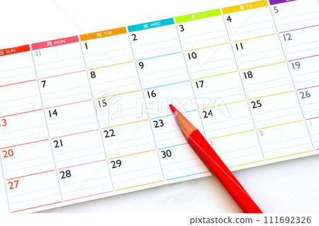 red pencil and calendar 111692326
