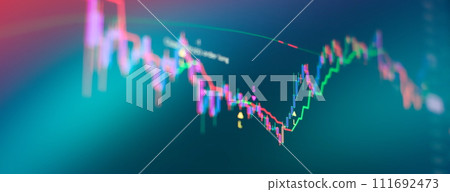 Financial chart with line graph in stock market investment or economic trends business idea. 111692473