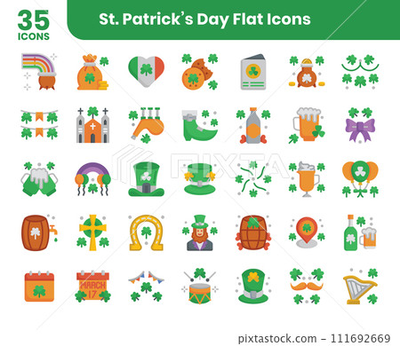 St Patrick's Day Flat Icons Set 111692669