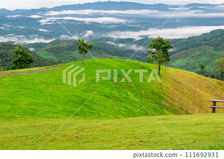 Natural mountain view on Doi Chang, Chiang Rai Province, Thailand 111692931