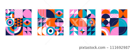 Colorful Abstract Geometric Background. Modern colorful concept design. Modular shapes and elements 111692987