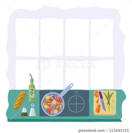 Cooking Vegetable Curry Chinese Food Kitchen Scene 111693155