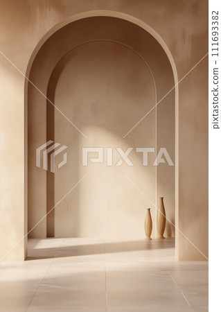 AI-generated content. Minimalist Arched Architecture in Earth Tones 111693382