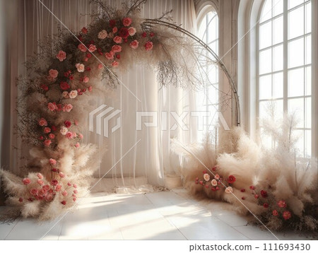 AI-generated content. Bohemian Style Home Interior with Natural Decor 111693430