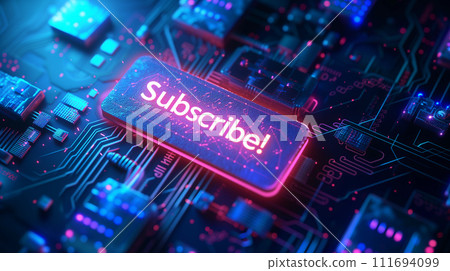 Subscribe Colorful Glowing Futuristic Button 111694099
