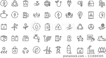 關於能源與環境的線條畫圖標集 關於能源與環境的線條畫圖標集 111694385