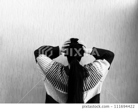 Regretful female monochrome 111694422