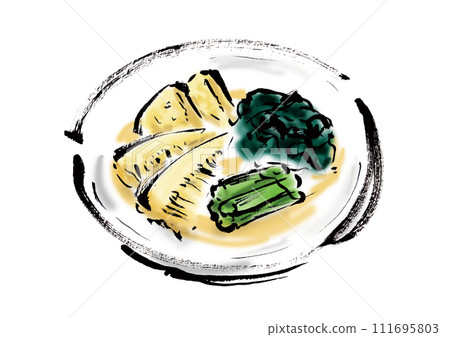 日式煮竹筍手繪插畫素材 111695803