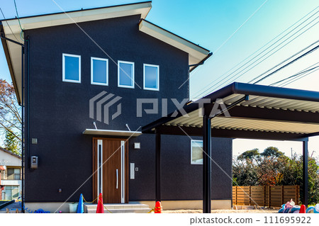 新建房屋 帶車棚的設計房屋 111695922