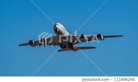 Airbus A380 passenger plane taking off from Narita Airport Airbus A380 passenger plane taking off from Narita Airport 111696298