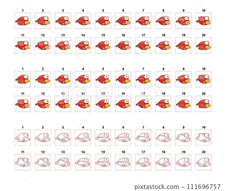 Animation of a flying bird frame by frame. Animation of a flying bird frame by frame. 111696757