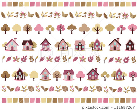 Set of 8 Scandinavian-style decorative borders Autumn 111697267