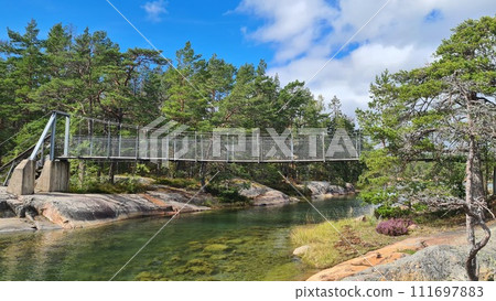 Suspension bridge in archipelago sweden 111697883