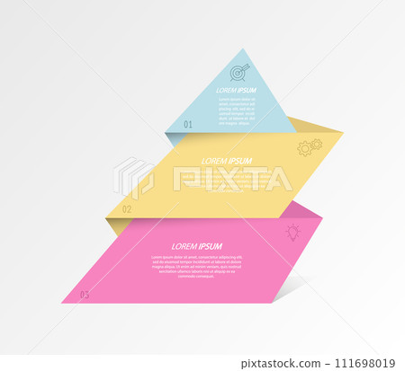 Business Infographics. 3 steps to achieve the result. Stages of development, workflow, marketing or plan. Business strategy with icons. Diagram of the report, statistics and training Business Infographics. 3 steps to achieve the result. Stages of development, workflow, marketing or plan. Business strategy with icons. Diagram of the report, statistics and training 111698019