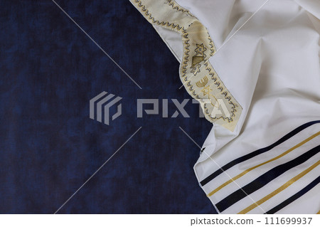 In Hebrew Orthodox holidays, symbols are prayer shawl tallit, prayer time 111699937
