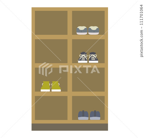 Illustration of shoes in a shoe rack Illustration of shoes in a shoe rack 111701064