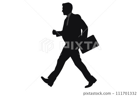 Businessman walking with a small bag silhouette, silhouette of worker or businessman in suit walking with a small bag Businessman walking with a small bag silhouette, silhouette of worker or businessman in suit walking with a small bag 111701332