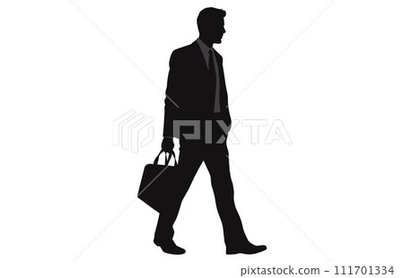 Businessman walking with a small bag silhouette, silhouette of worker or businessman in suit walking with a small bag Businessman walking with a small bag silhouette, silhouette of worker or businessman in suit walking with a small bag 111701334