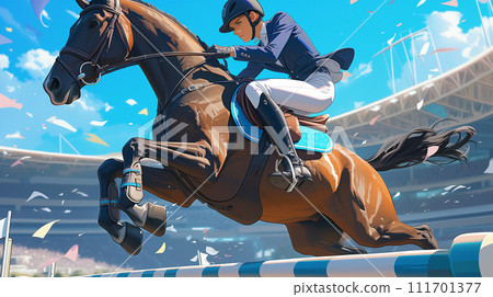 Jumping competition scene 111701377