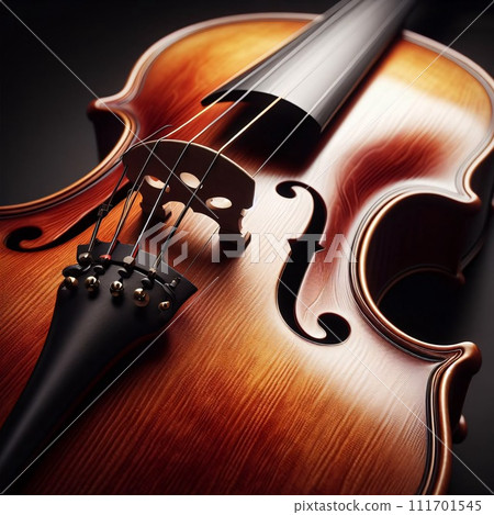 AI-generated content. close-up of a beautifully crafted violin. The focus is on the intricate 111701545