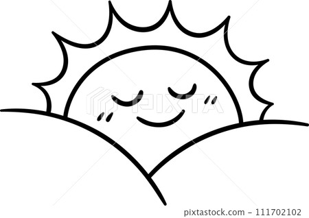 Cute cartoon rising sun doodle 111702102