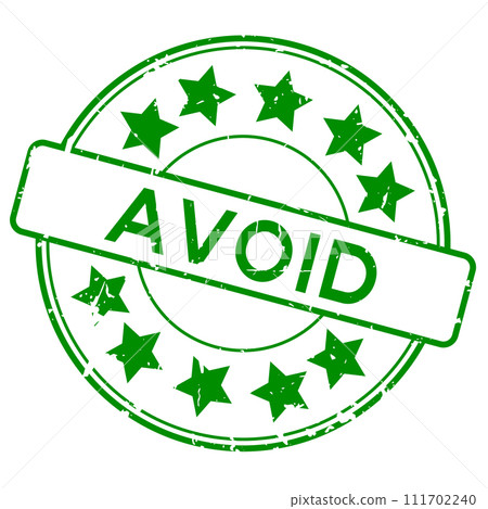 Grunge green avoid word with star icon round rubber seal stamp on white background Grunge green avoid word with star icon round rubber seal stamp on white background 111702240