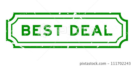 Grunge green best deal word rubber seal stamp on white background 111702243