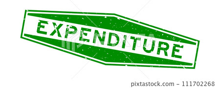 Grunge green expenditure word hexagon rubber seal stamp on white background Grunge green expenditure word hexagon rubber seal stamp on white background 111702268