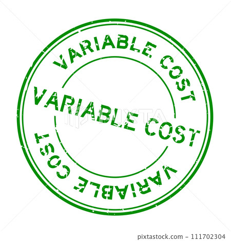 Grunge green variable cost word round rubber seal stamp on white background 111702304