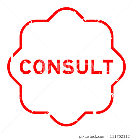 Grunge red consult word rubber seal stamp on white background 111702312