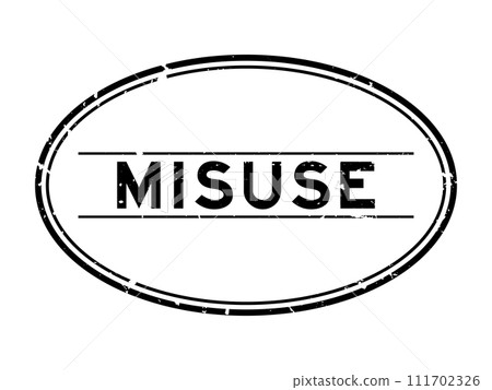Grunge black misuse word oval rubber seal stamp on white background 111702326
