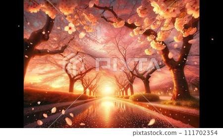 櫻花樹在黃昏的行 櫻花樹在黃昏的行 111702354