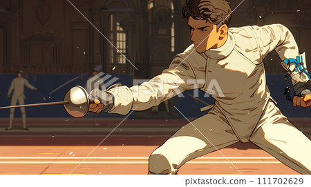 人擊劍，體育場背景，比賽，練習，比賽 111702629