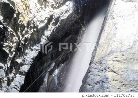 Trummelbach Falls are a series of ten glacier-fed waterfalls inside the mountain in Lauterbrunnen, Switzerland 111702755