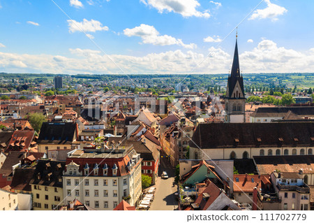 View over the old town of Konstanz (also known as Constance) from bell tower of Konstanz Cathedral, Baden-Wuerttemberg, Germany View over the old town of Konstanz (also known as Constance) from bell tower of Konstanz Cathedral, Baden-Wuerttemberg, Germany 111702779