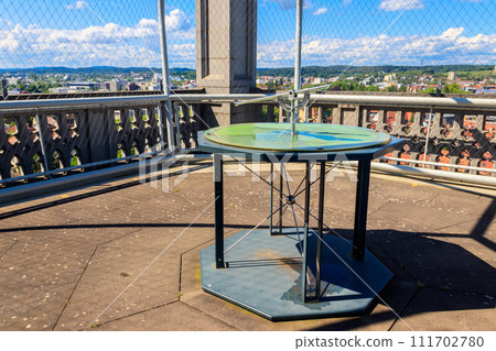 Sundial on a top of bell tower of Konstanz Cathedral, Konstanz (also known as Constance), Baden-Wuerttemberg, Germany 111702780