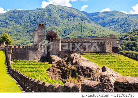 Castelgrande castle in Bellinzona, Switzerland. Unesco World Heritage 111702785