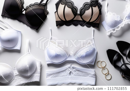 White lacy lingerie on white background. Sexy... - Stock Illustration  [111702855] - PIXTA