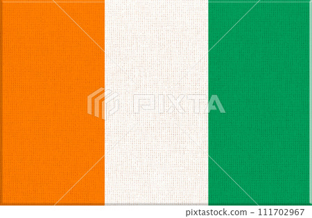 Cote d Ivoire flag on fabric surface. Ivory Coast national flag on textile 111702967