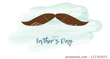 Templates Father Day holiday in watercolor style. Big daddy mustache on blue background. Greeting Card or Flyer Design. Templates Father Day holiday in watercolor style. Big daddy mustache on blue background. Greeting Card or Flyer Design. 111703071
