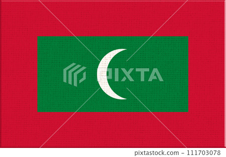 Flag of Maldives. Maldives flag on fabric surface. National symbol 111703078