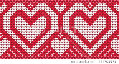 Heart pattern background, Vector embroidery yarn background, Love handcraft triangle style 111703573