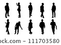 Construction engineer silhouette, Vector set supervisor working on white background, Architect man and woman labor standing 111703580