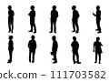 Construction engineer silhouette, Architect man and woman labor standing, Vector set supervisor working 111703582