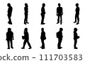 Construction engineer silhouette, Architect man and woman shadow action, Vector group manager standing on white background 111703583